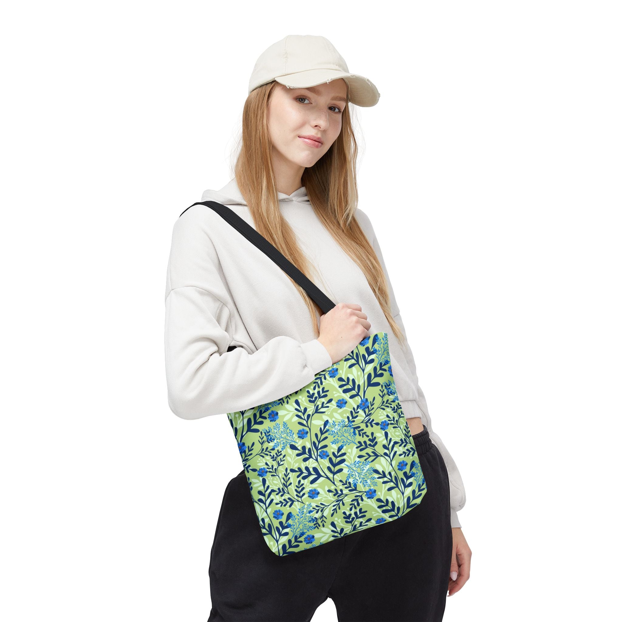 Botanical Floral Blue and Green - Tote Bag