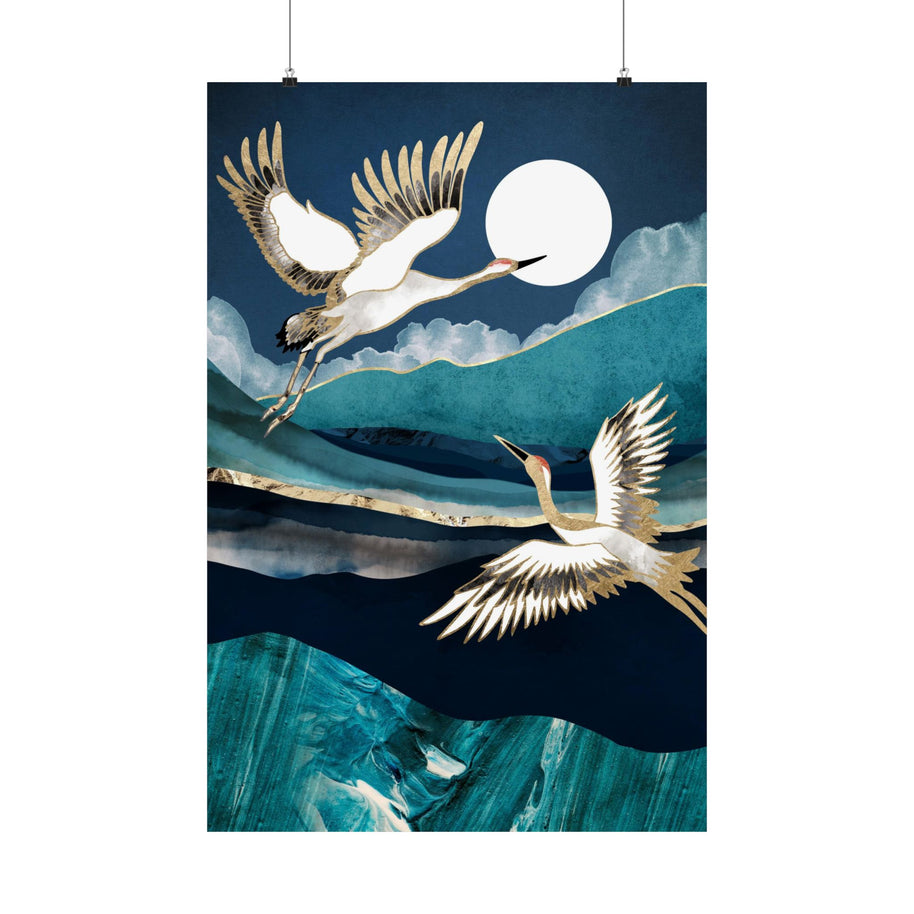 Midnight Cranes - Poster Print - No Frame