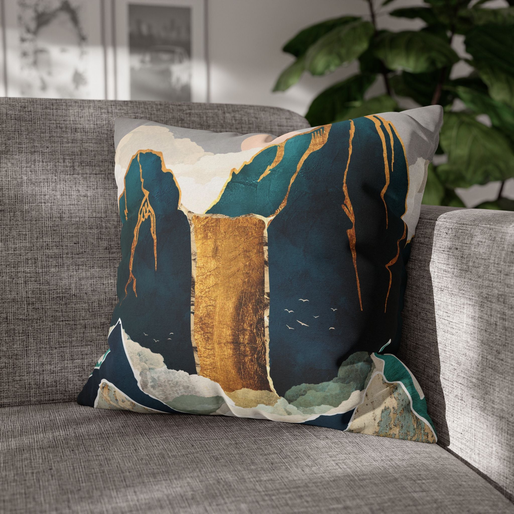 Golden Waterfall - Decorative Pillow Cover