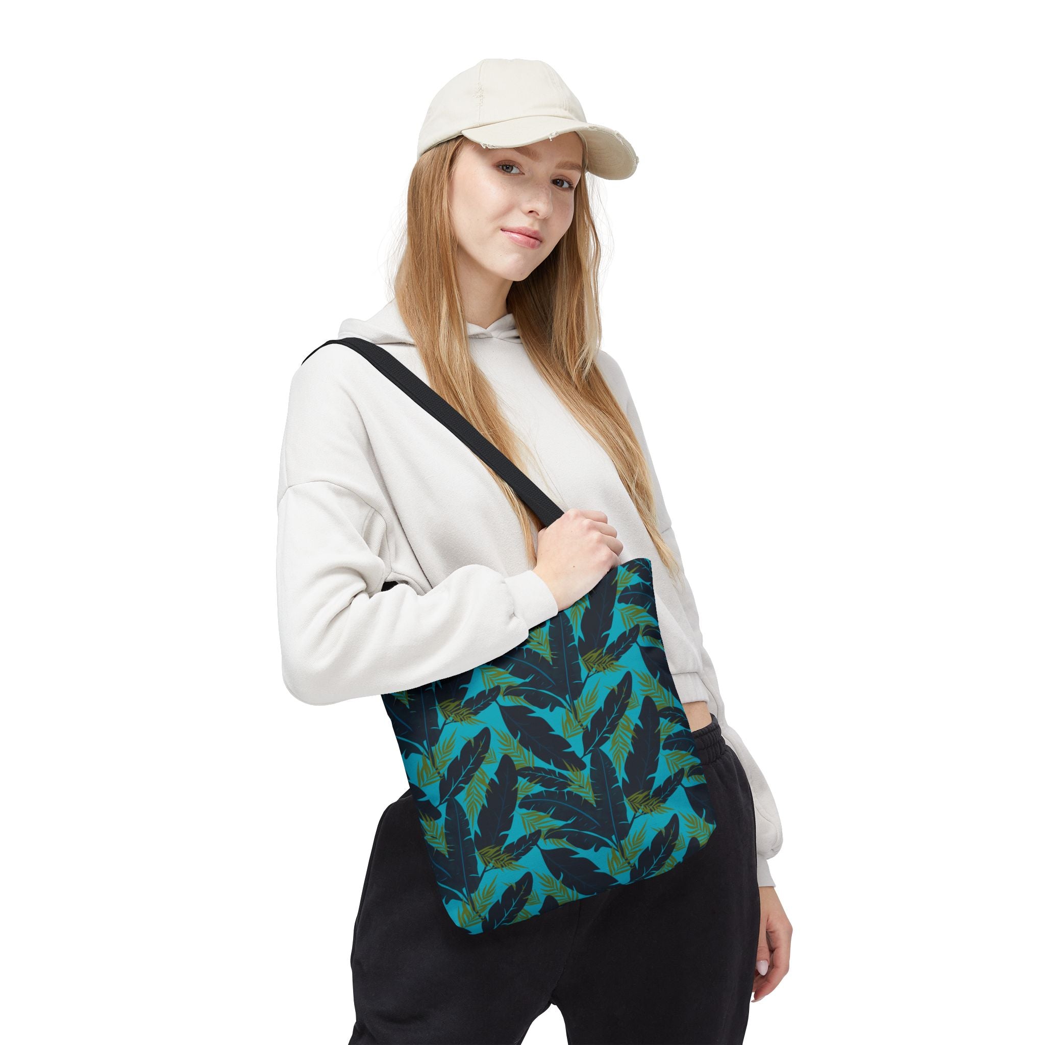 Botanical Navy Blue and Green Tropical Motif - Tote Bag