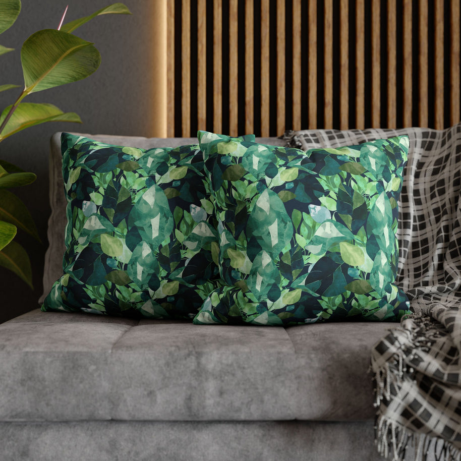 Botanical Leaves with Navy - Decorative Pillow Cover