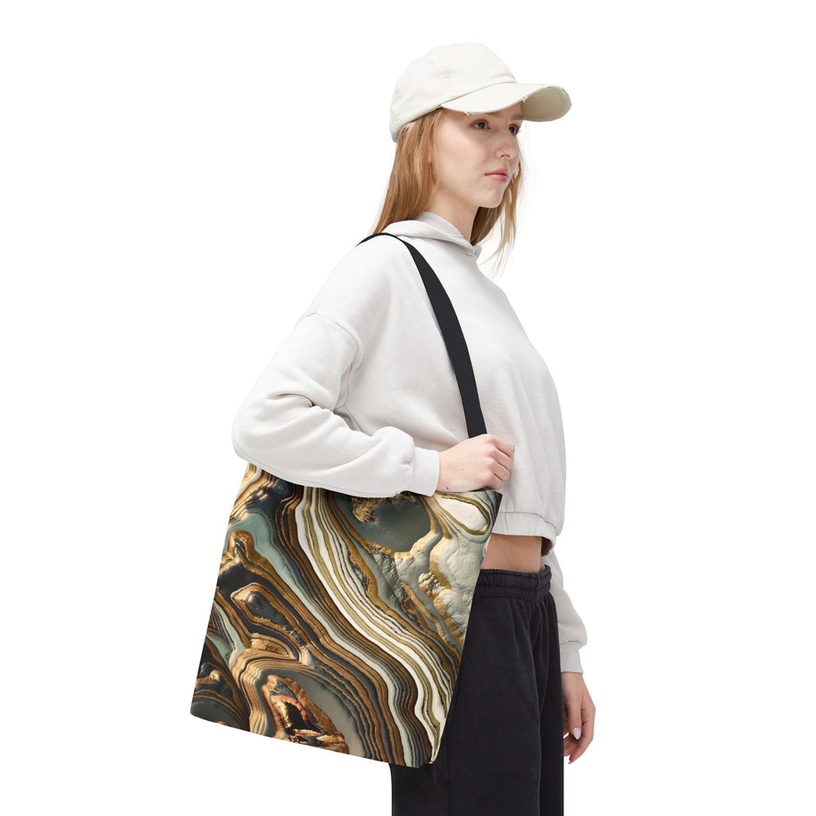 White Gold Agate Abstract - Tote Bag