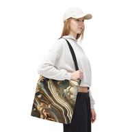 White Gold Agate Abstract - Tote Bag