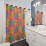 Color Pop Botanical with Mustard Teal and Pink - Shower Curtain