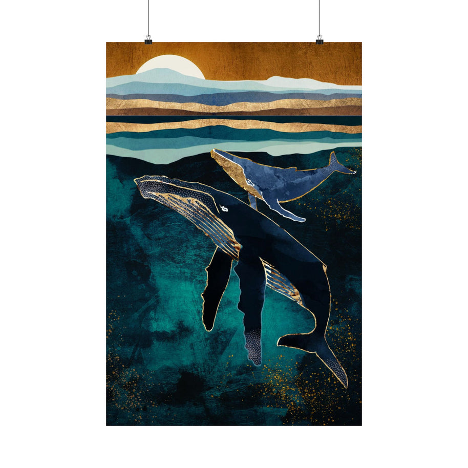 Moonlit Whales - Poster Print - No Frame