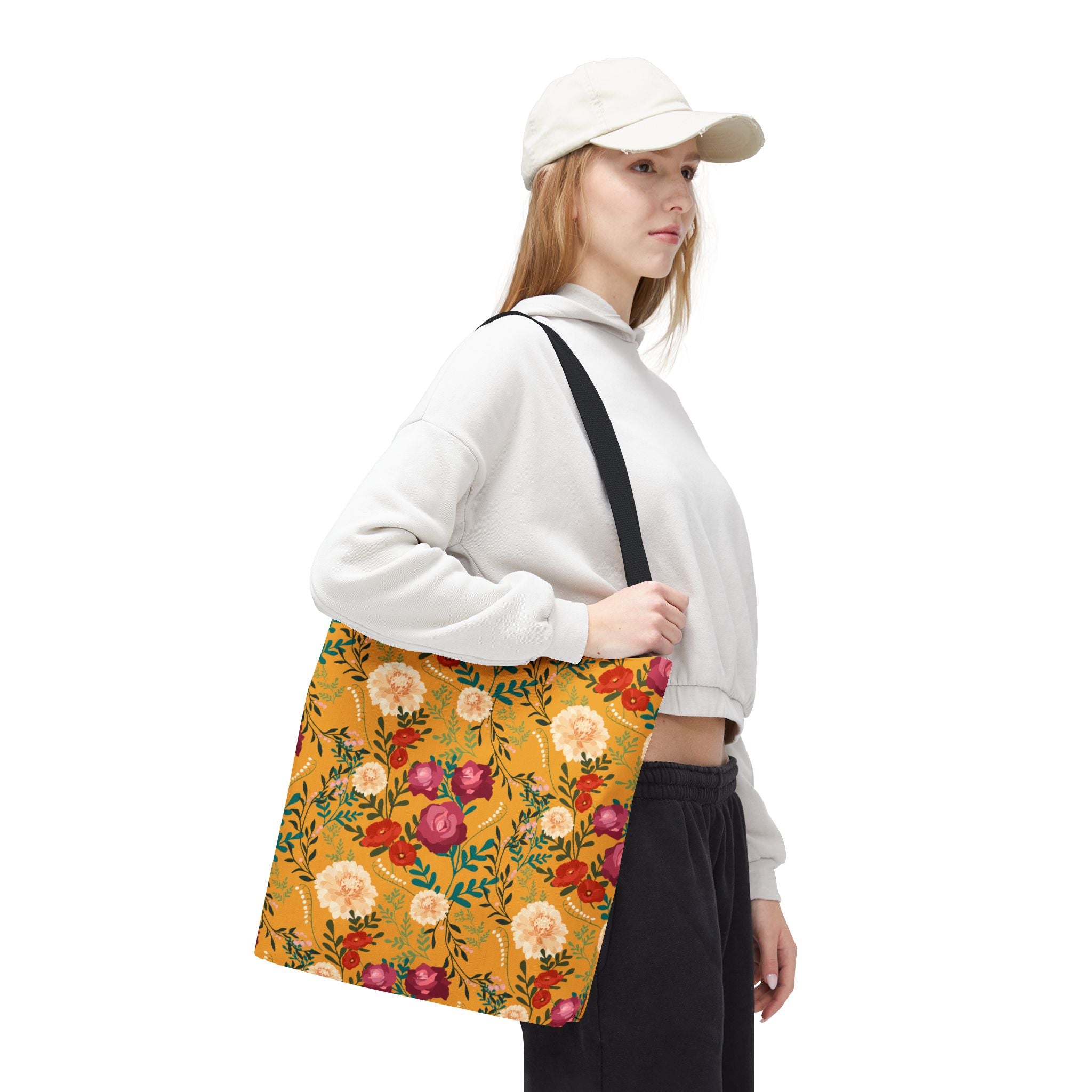 Vibrant Floral with Mustard - Tote Bag