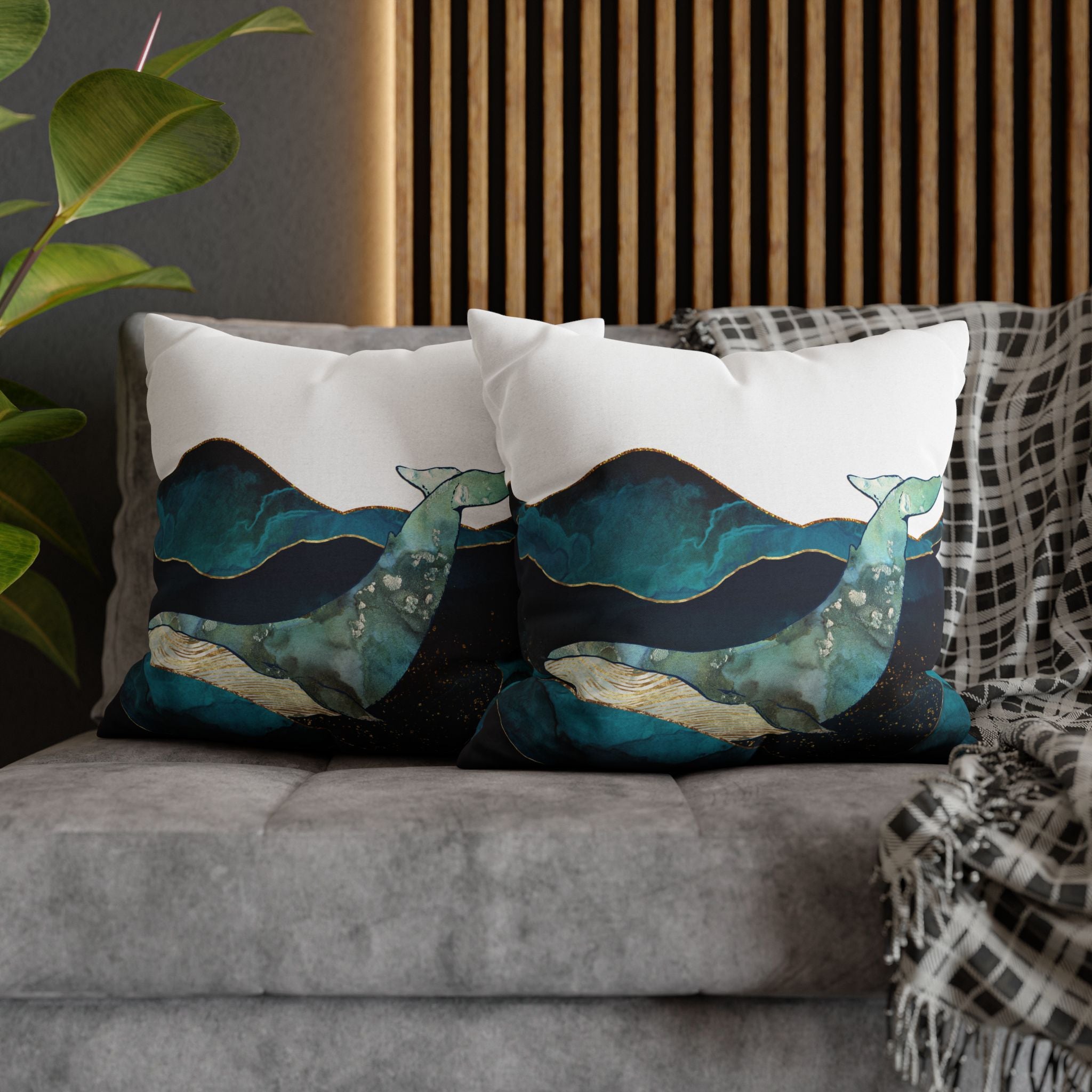 Modern Blue Whale - Decorative Pillow Cover