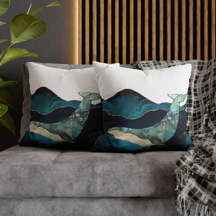 Modern Blue Whale - Decorative Pillow Cover