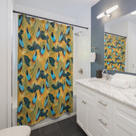 Birds of Paradise Botanical with Orange - Shower Curtain