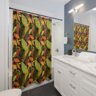 Autumn Leaves Botanical with Charcoal - Shower Curtain