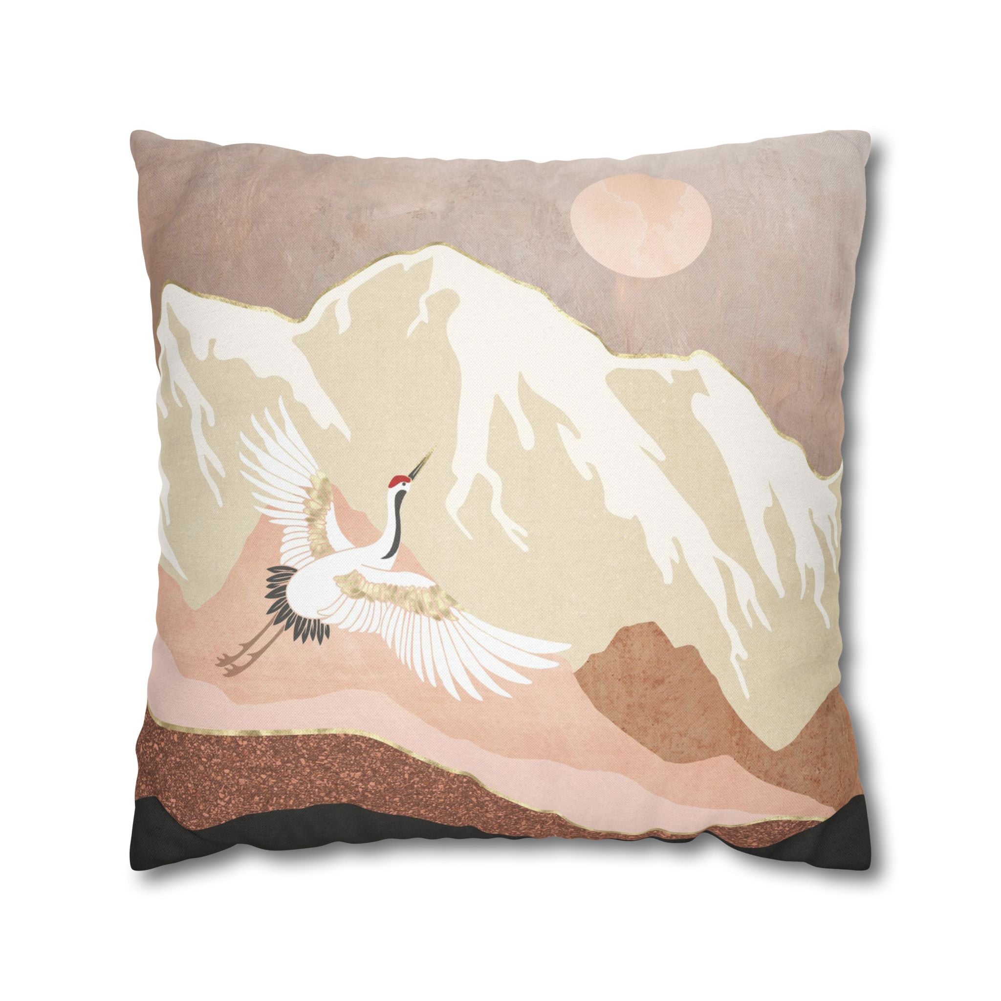 Sugar Mountain Crane - Decorative Pillow Cover