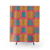 Color Pop Botanical with Mustard Teal and Pink - Shower Curtain