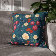 Vibrant Floral with Blue - Decorative Pillow Cover
