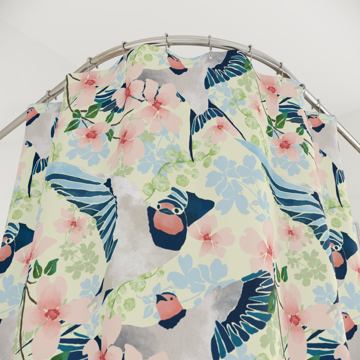 Swallows and Blossoms with Yellow - Shower Curtain