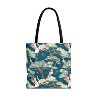 Crane and Bonsai with Teal - Tote Bag