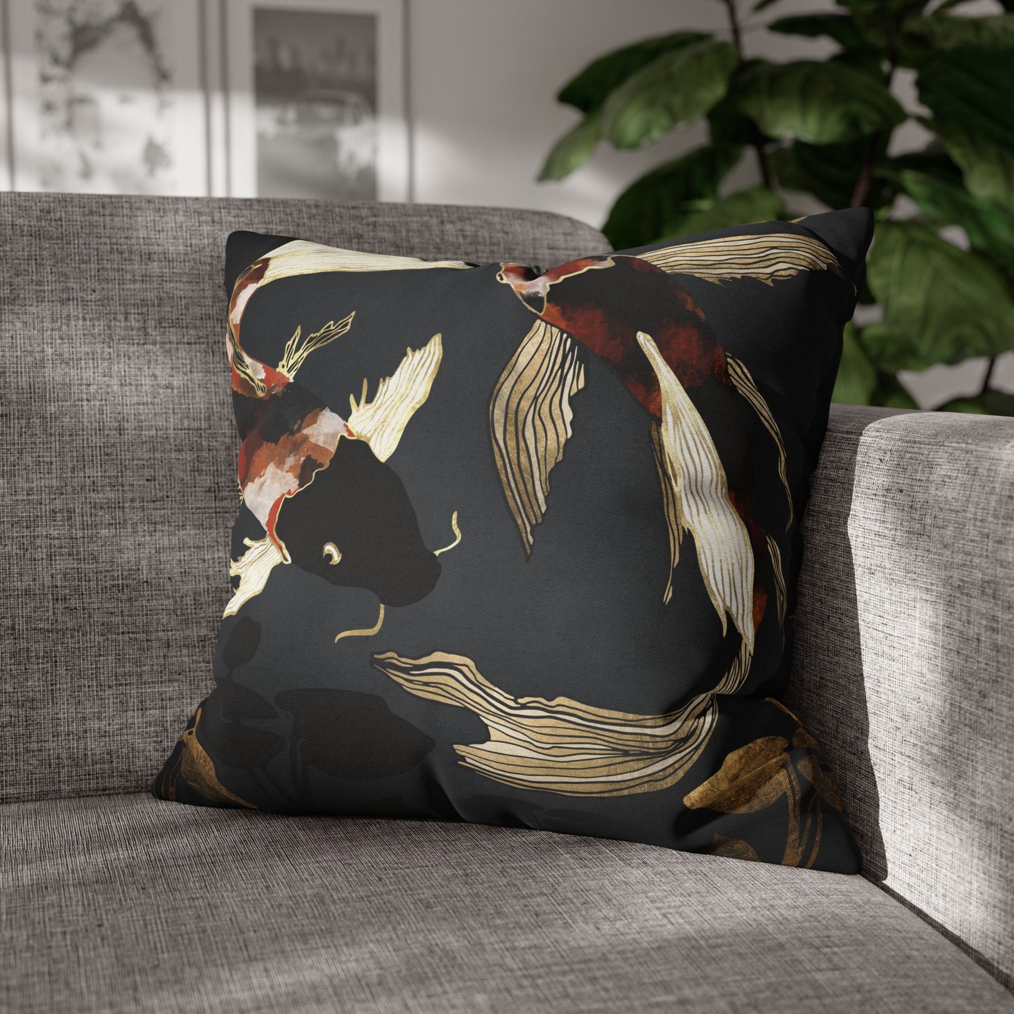Metallic Koi IV - Decorative Pillow Cover