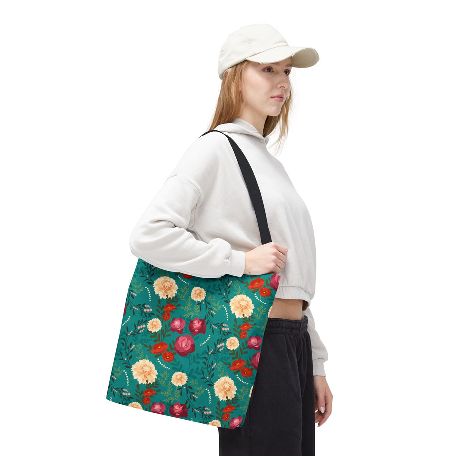 Vibrant Floral with Teal - Tote Bag