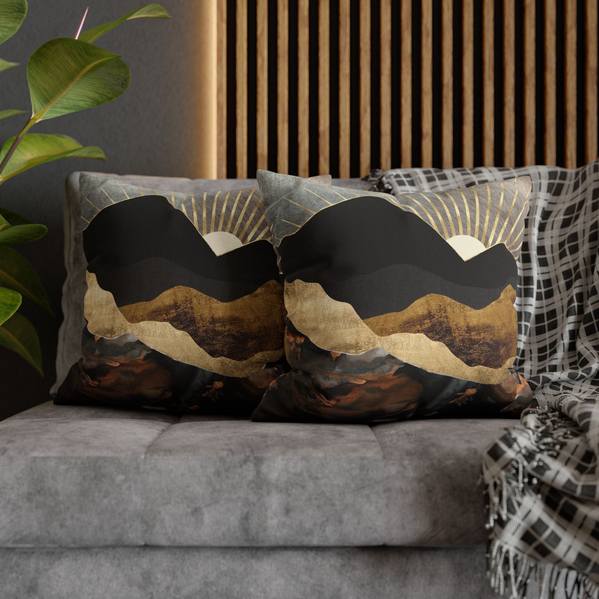 Copper and Gold Mountains - Decorative Pillow Cover
