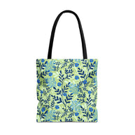 Botanical Floral Blue and Green - Tote Bag