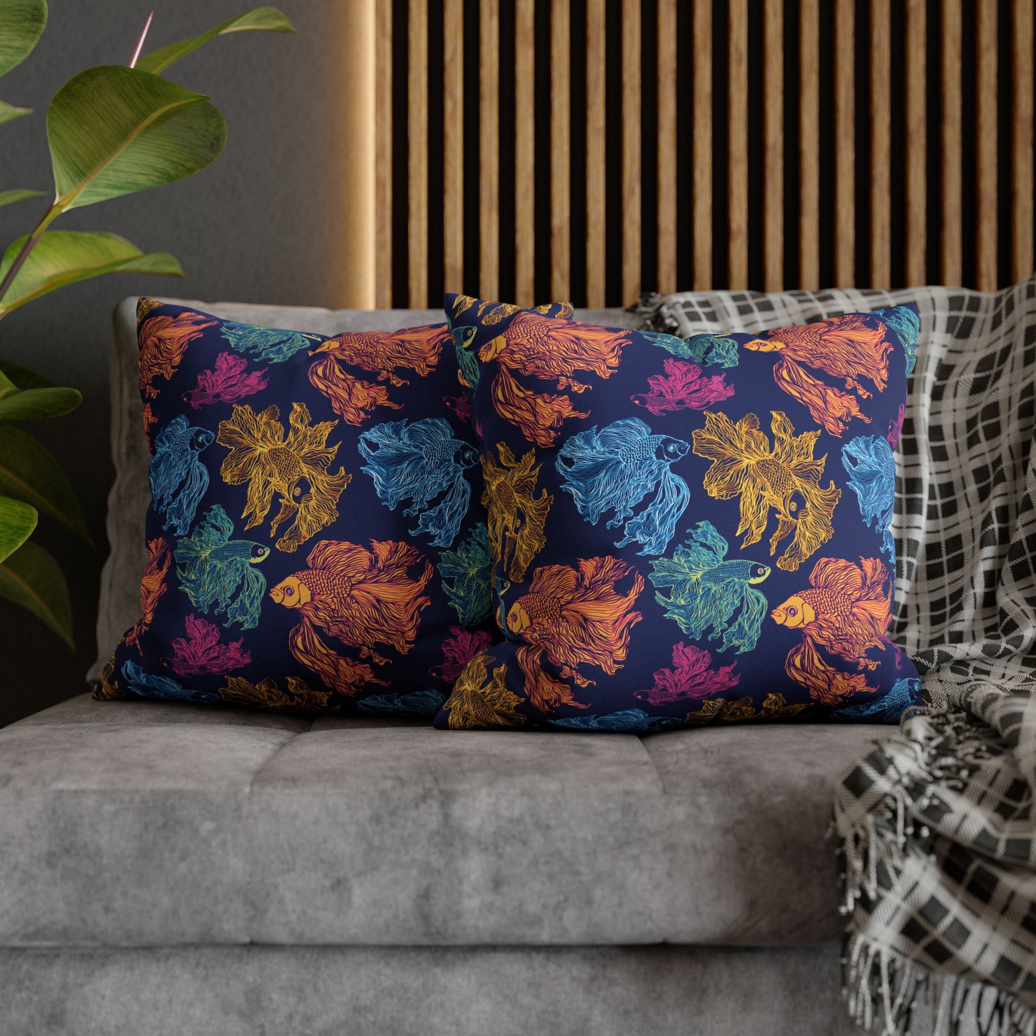 Betta Fish Pattern-Color Pop Version - Decorative Pillow Cover
