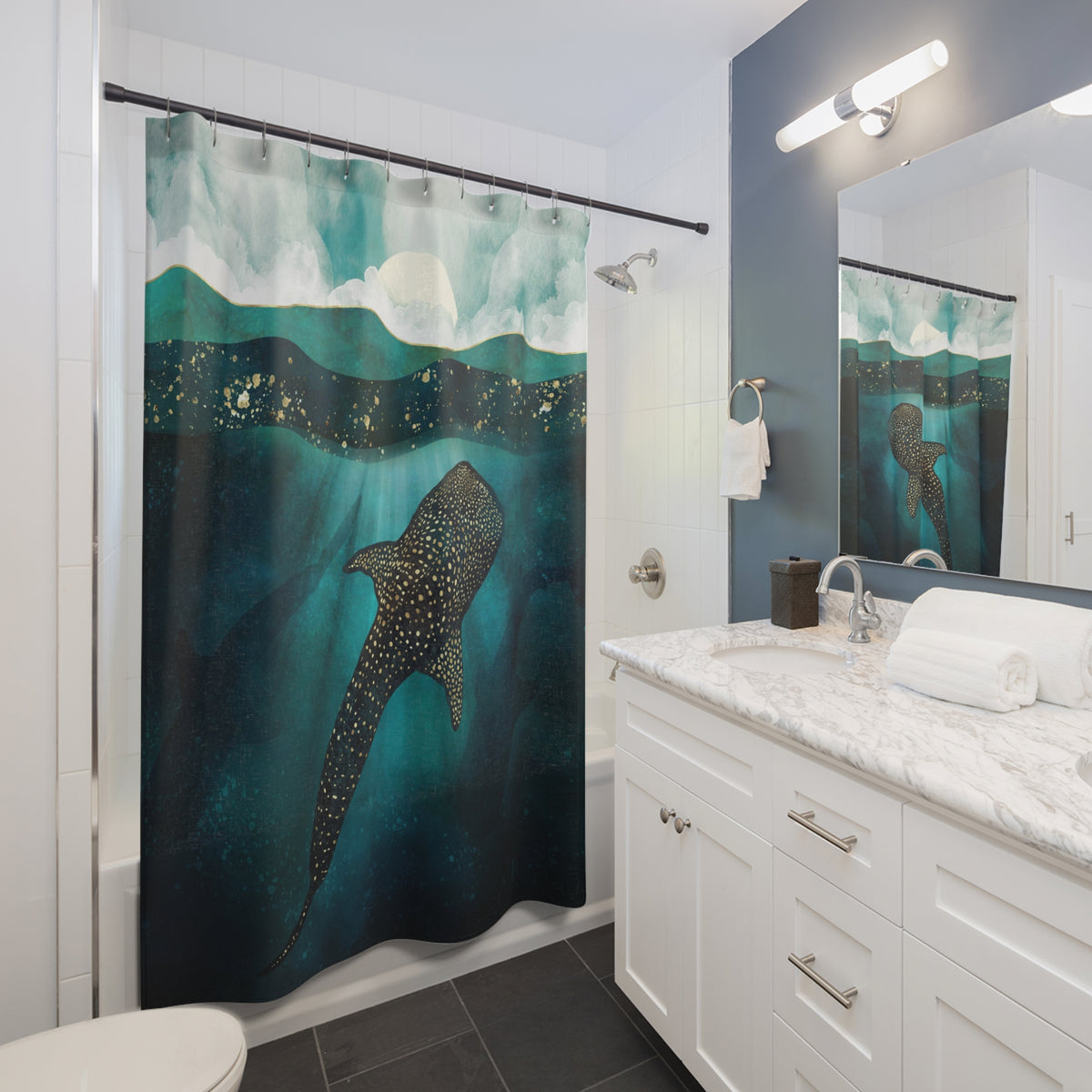 Metallic Whale Shark - Shower Curtain