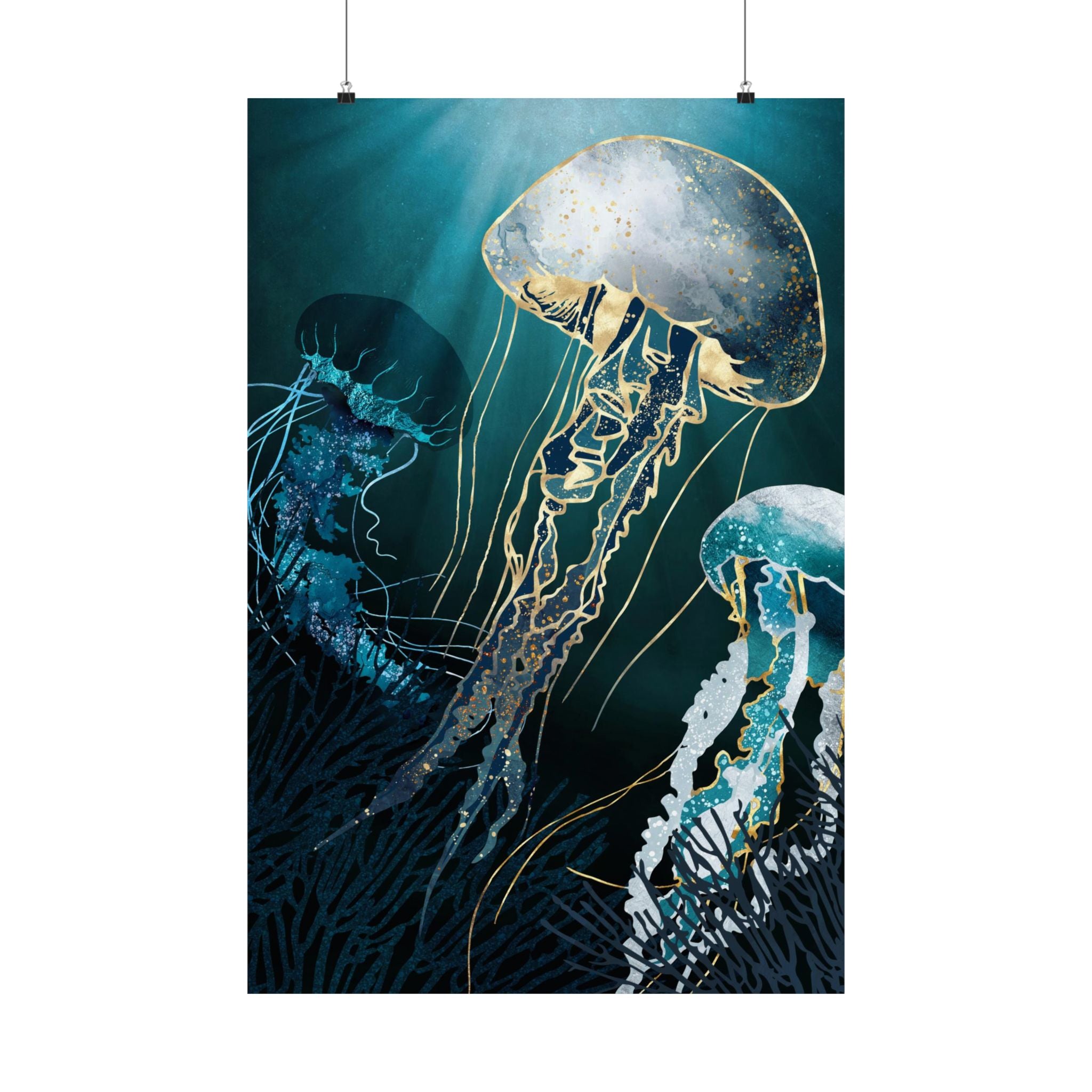 Metallic Jellyfish V - Poster Print - No Frame