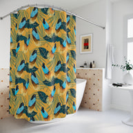 Birds of Paradise Botanical with Orange - Shower Curtain