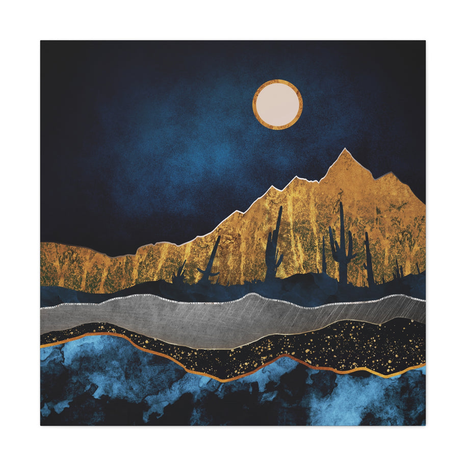 Midnight Desert Moon Matte Canvas, Stretched, No Frame