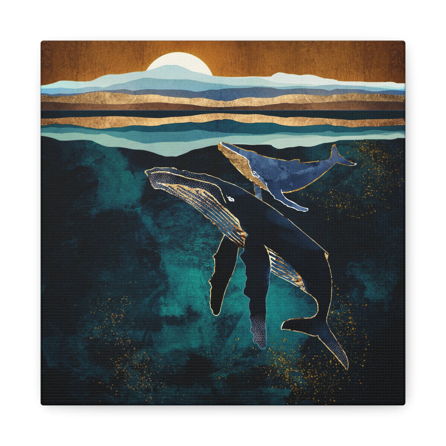 Moonlit Whales Matte Canvas, Stretched, No Frame
