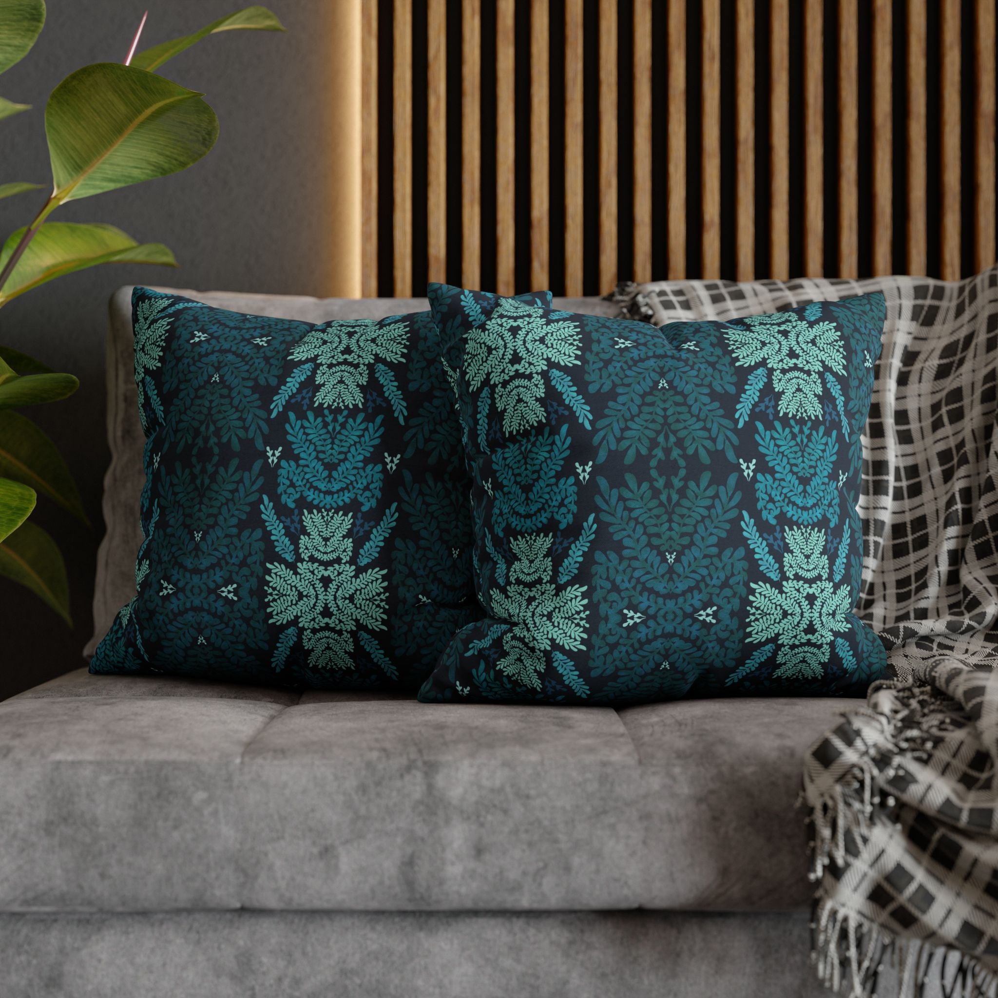 Blue and Teal Botanical - Decorative Pillow Cover