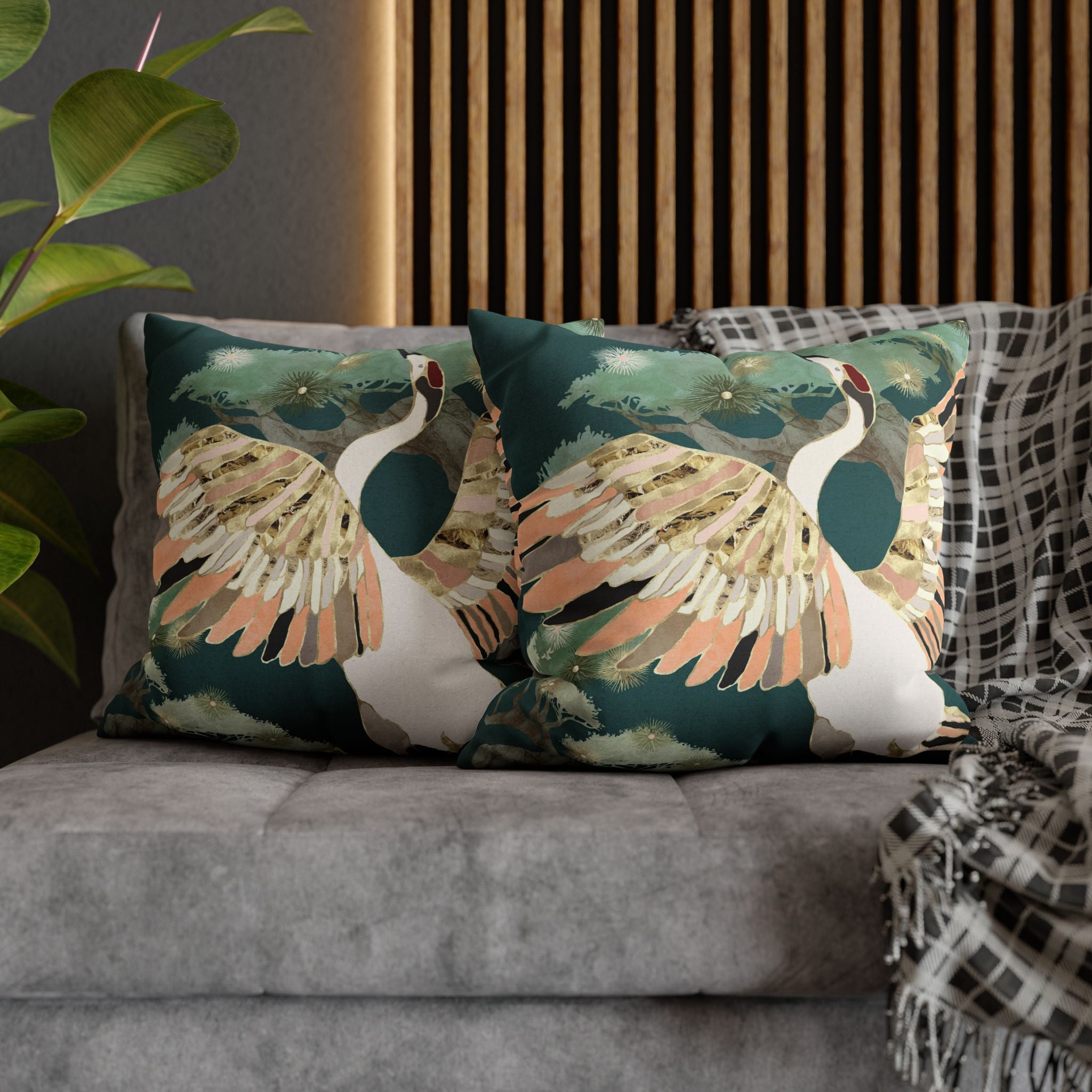 Golden Crane  - Decorative Pillow Cover
