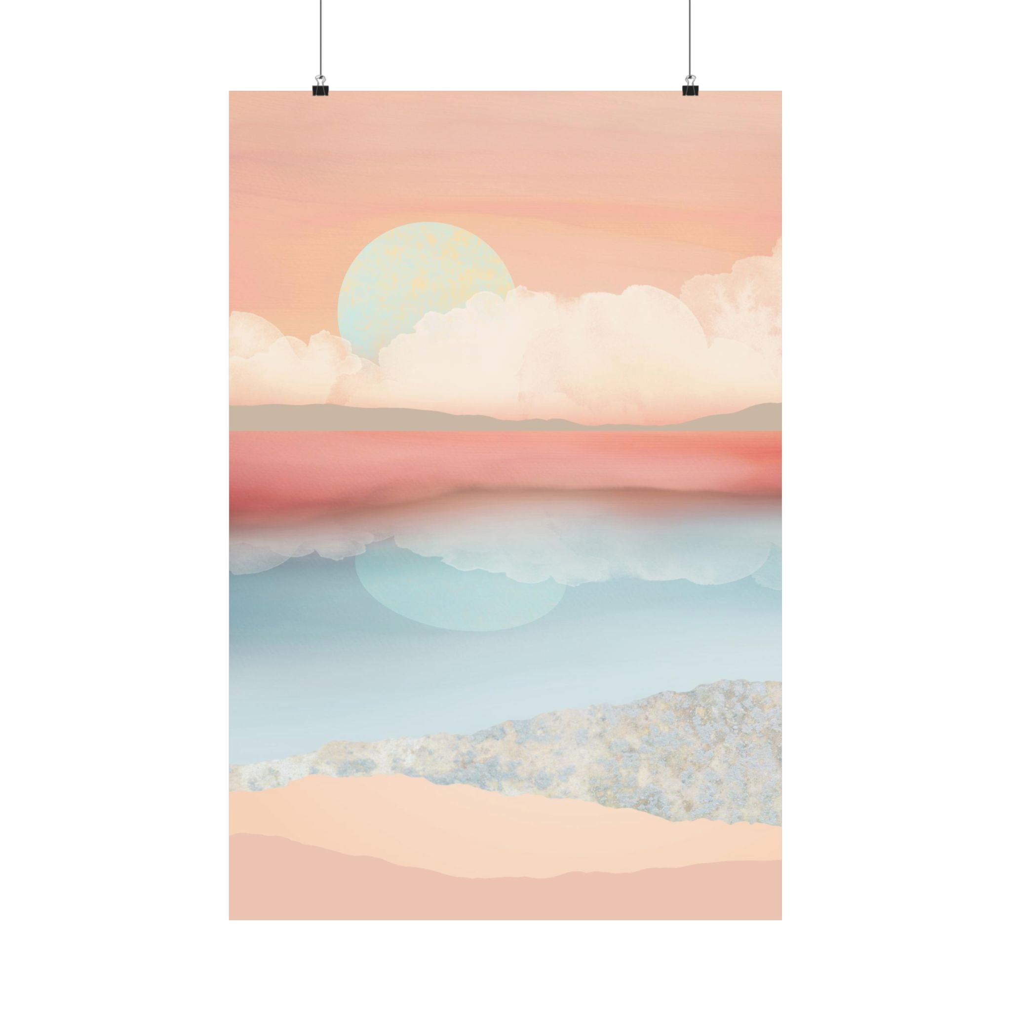 Mint Moon Beach - Poster Print - No Frame
