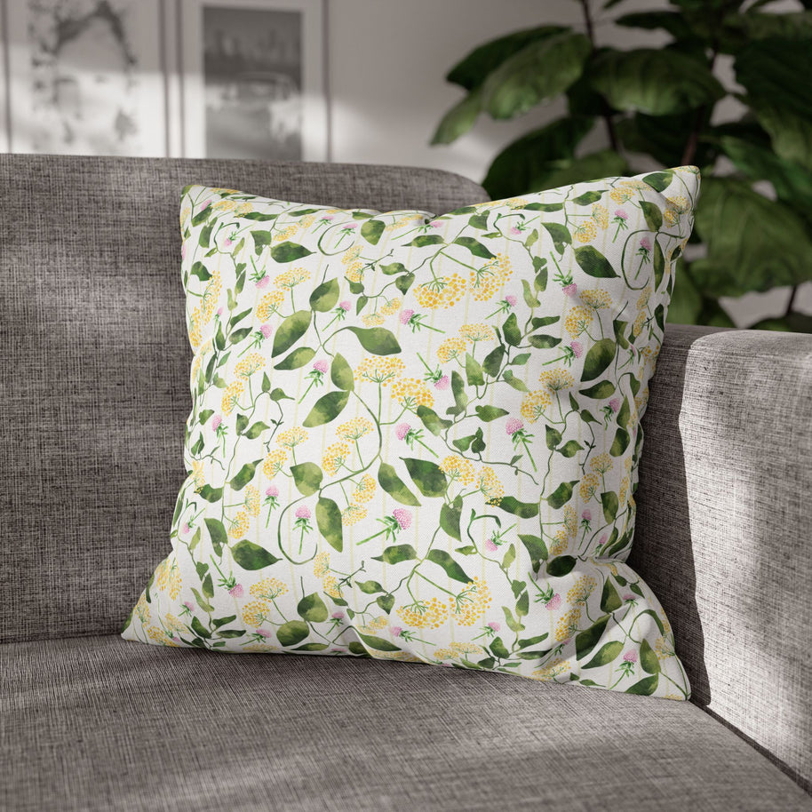 Wild Flowers with Subtle Stripes - Decorative Pillow Cover
