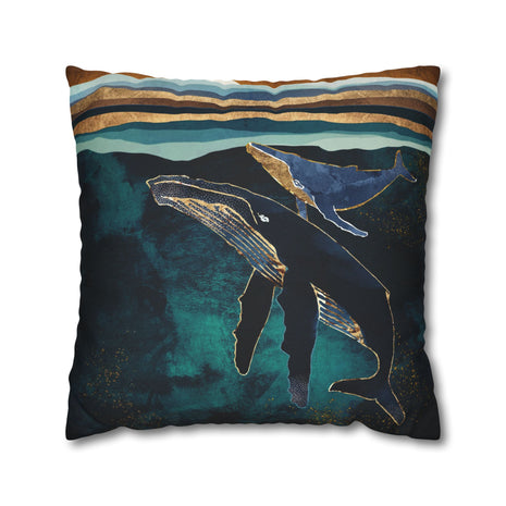 Moonlit Whales - Decorative Pillow Cover