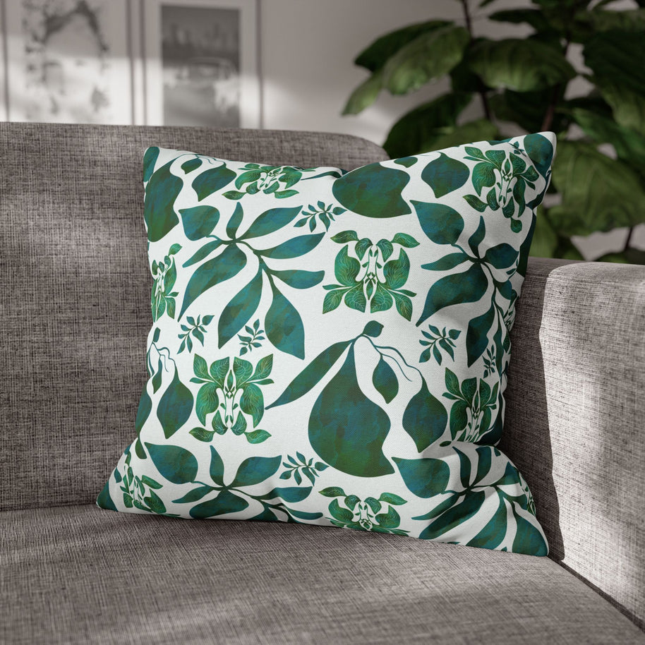 Organic Shapes Botanical Blue and Green - Decorative Pillow Cover