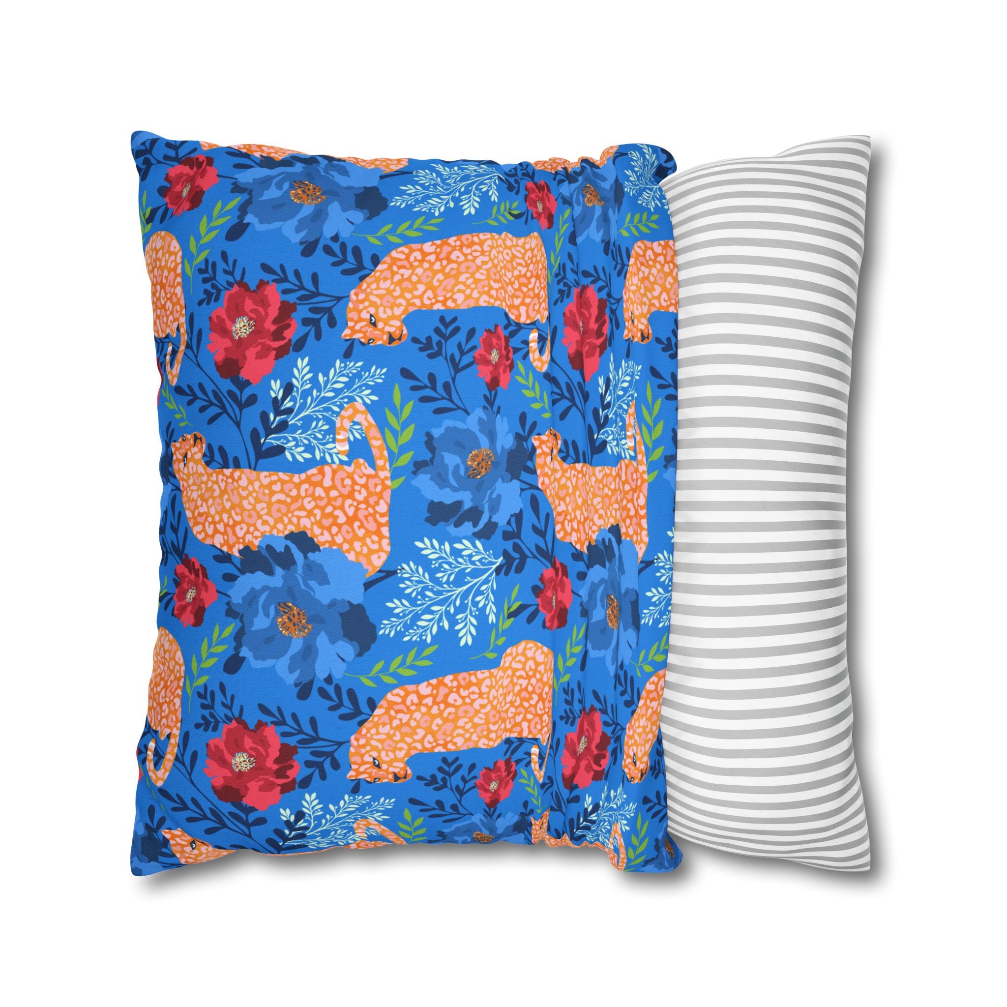 Botanical Leopard Blue - Decorative Pillow Cover