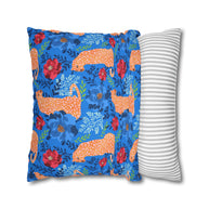 Botanical Leopard Blue - Decorative Pillow Cover