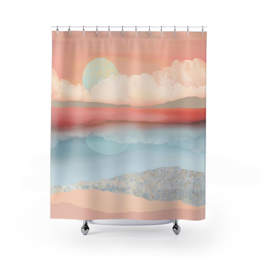 Mint Moon Beach - Shower Curtain