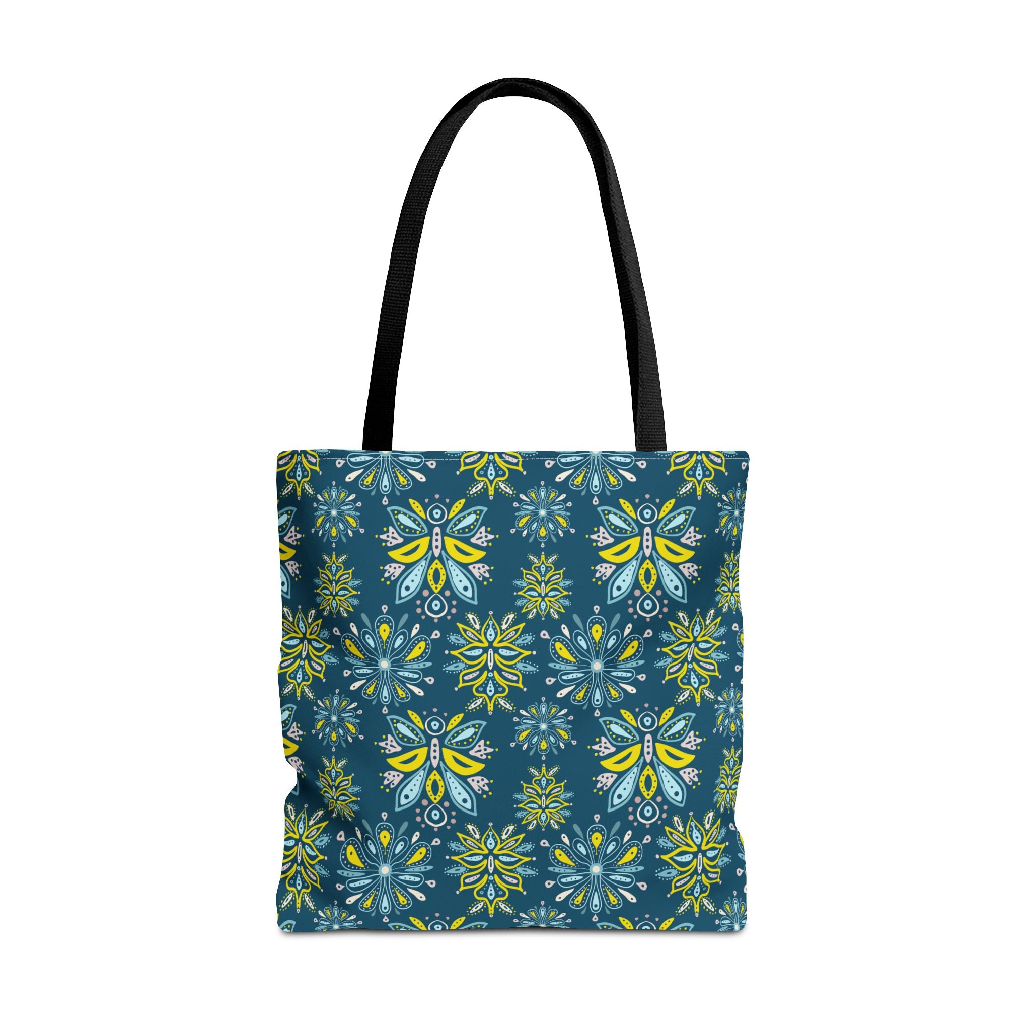 Hand Drawn Organic Pattern Yellow Blue Pink and Navy - Tote Bag