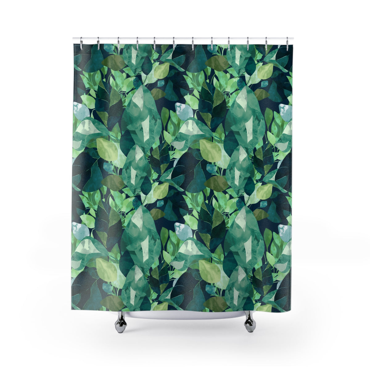 Botanical Leaves with Navy - Shower Curtain