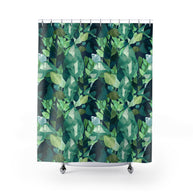 Botanical Leaves with Navy - Shower Curtain