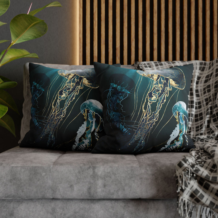 Metallic Jellyfish V - Decorative Pillow Cover