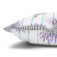 Lavender Bouquet with Light Blue Stripes - Decorative Pillow Cover