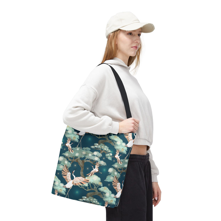 Crane and Bonsai with Teal - Tote Bag