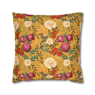 Vibrant Floral with Mustard - Decorative Pillow Cover