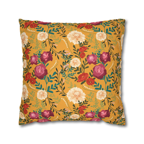 Vibrant Floral with Mustard - Decorative Pillow Cover