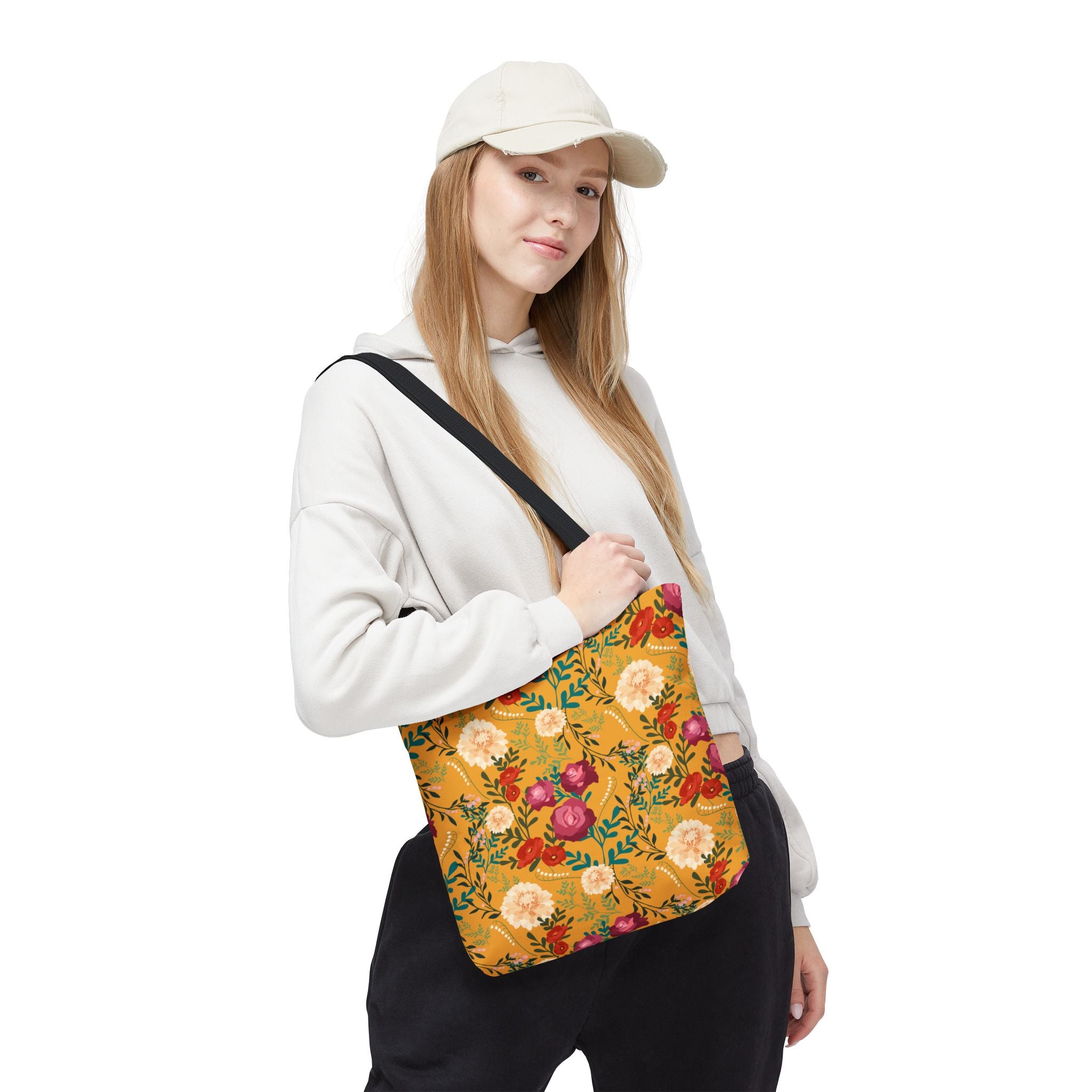 Vibrant Floral with Mustard - Tote Bag