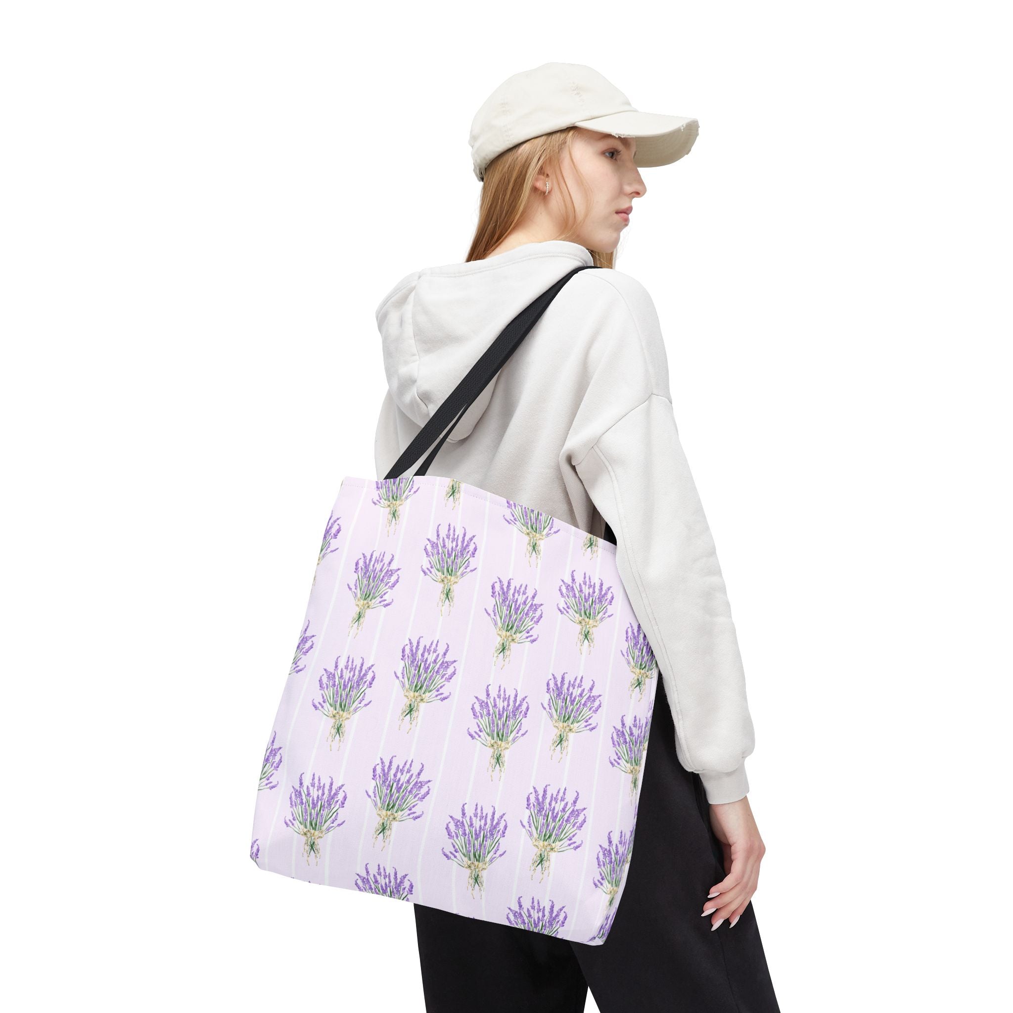 Lavender Bouquet with White Stripes - Tote Bag
