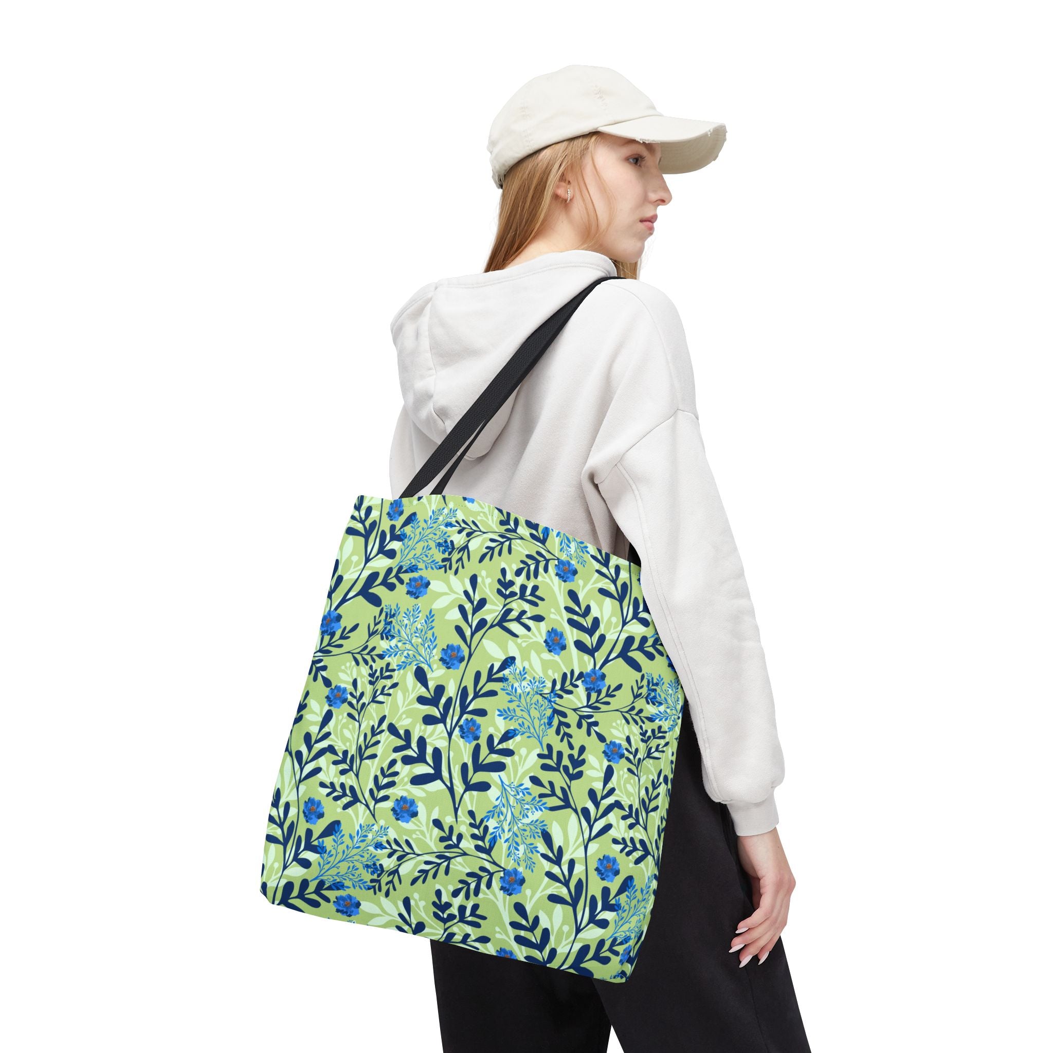 Botanical Floral Blue and Green - Tote Bag