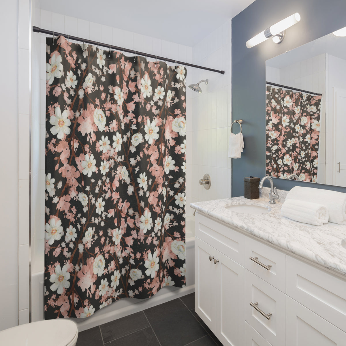 Botanical Blossoms with Charcoal - Shower Curtain